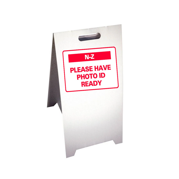 N-Z PLEASE HAVE PHOTO ID READY Corrugated A-Frame Sign - Multi (SG-317G)