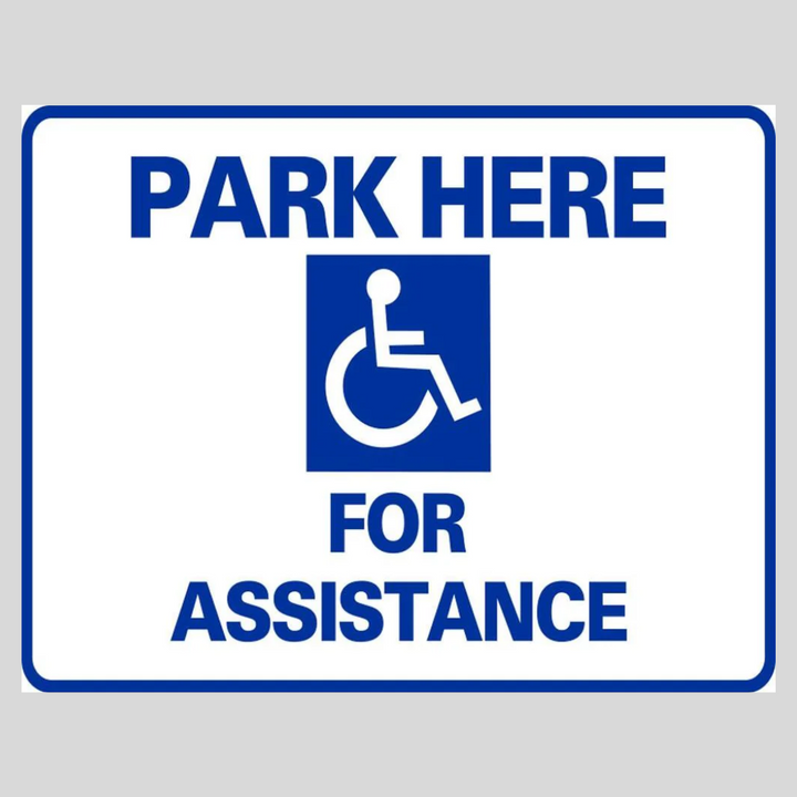 PARK HERE FOR ASSISTANCE Corrugated A-Frame Sign - Multi (SG-106G)