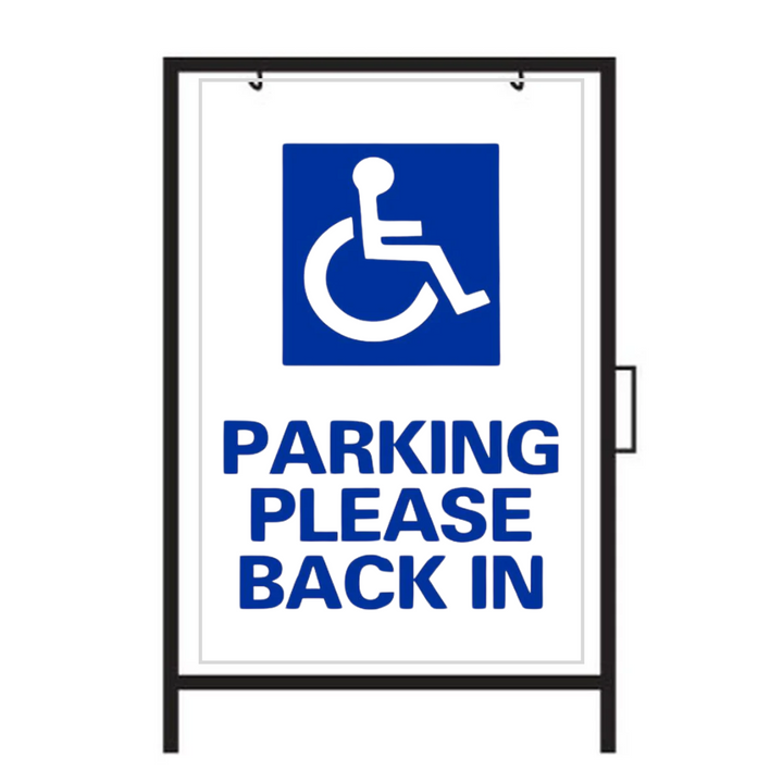 PARKING PLEASE BACK IN Metal A-Frame Sign (SG-107A)