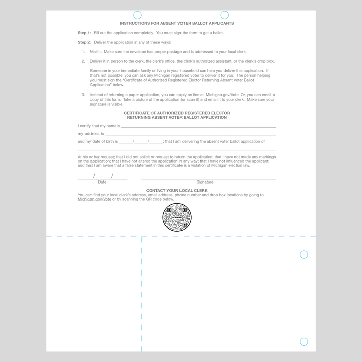 Solicitud de votante ausente para votar, soltero.