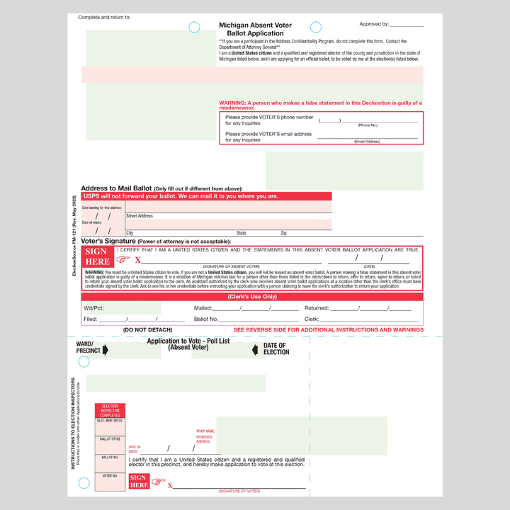 Solicitud de votante ausente para votar, soltero.