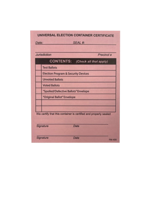 Universal Election Security Certificate