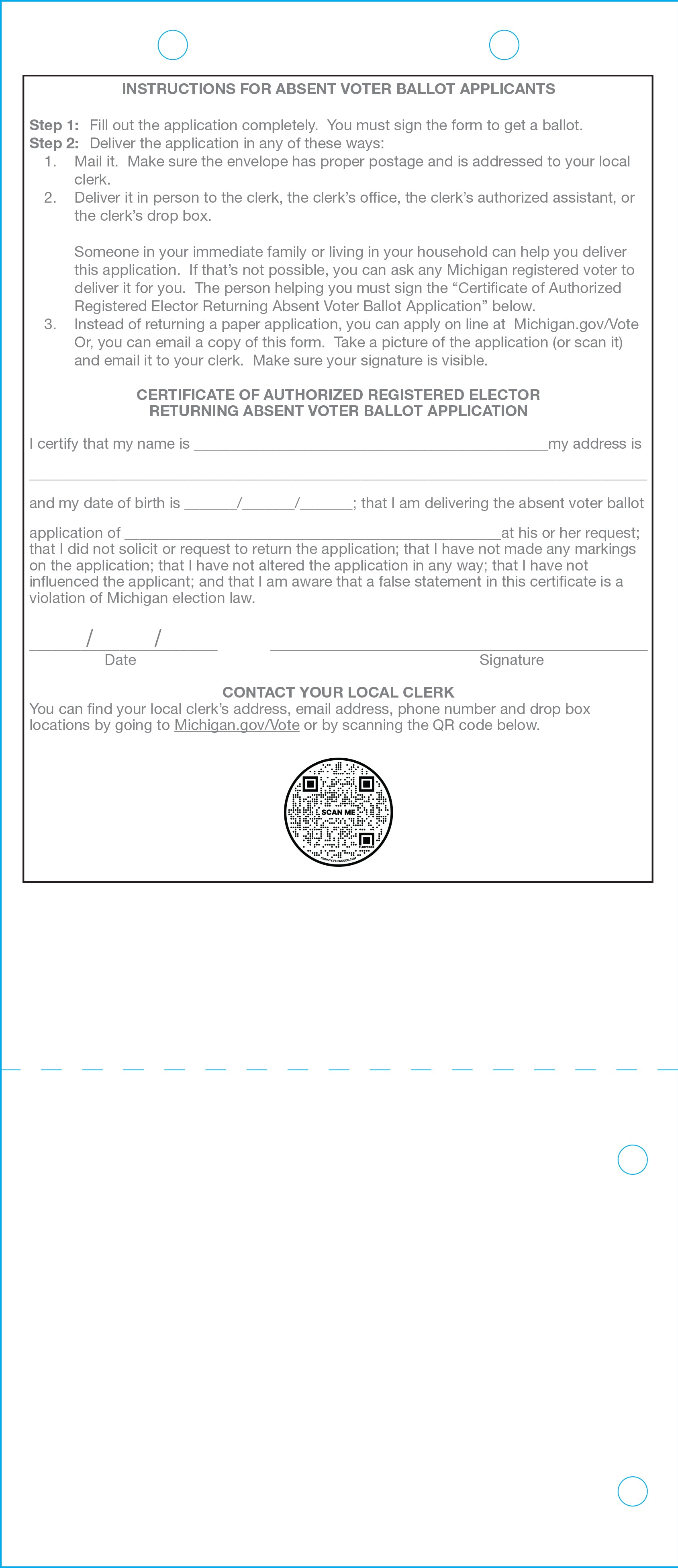 Application for Absent Voters Ballot