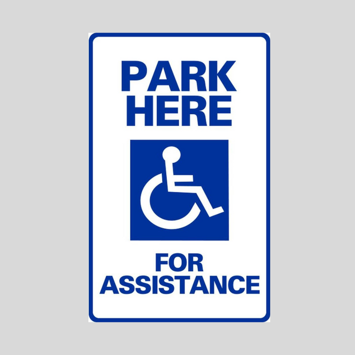 PARK HERE FOR ASSISTANCE Medium A-Frame Sign (SG-106C)