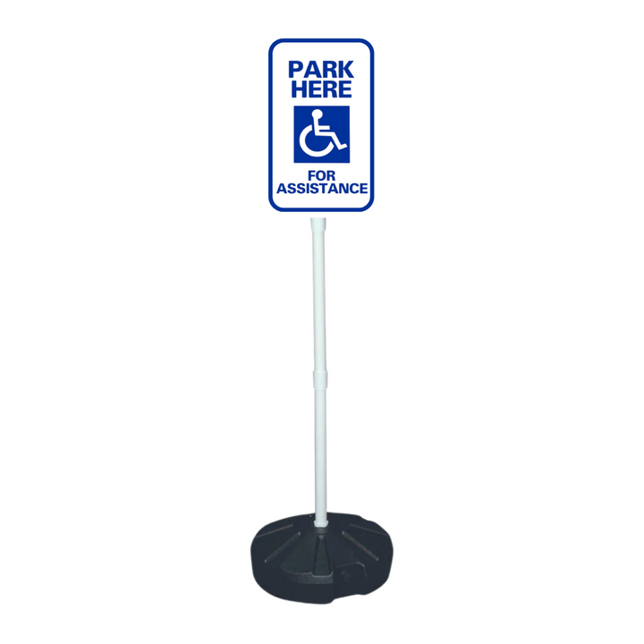 PARK HERE FOR ASSISTANCE Weightable Base Sign (SG-106H)