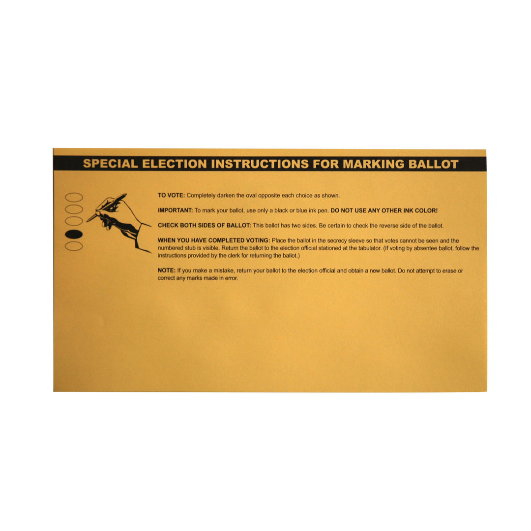 Oval Absent Voter Ballot Marking Instructions Special Election (FM-506-Special)