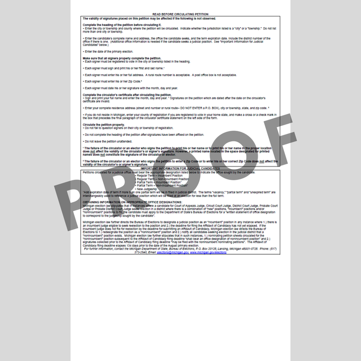 Petición de nominación Ciudad-municipio No partidista