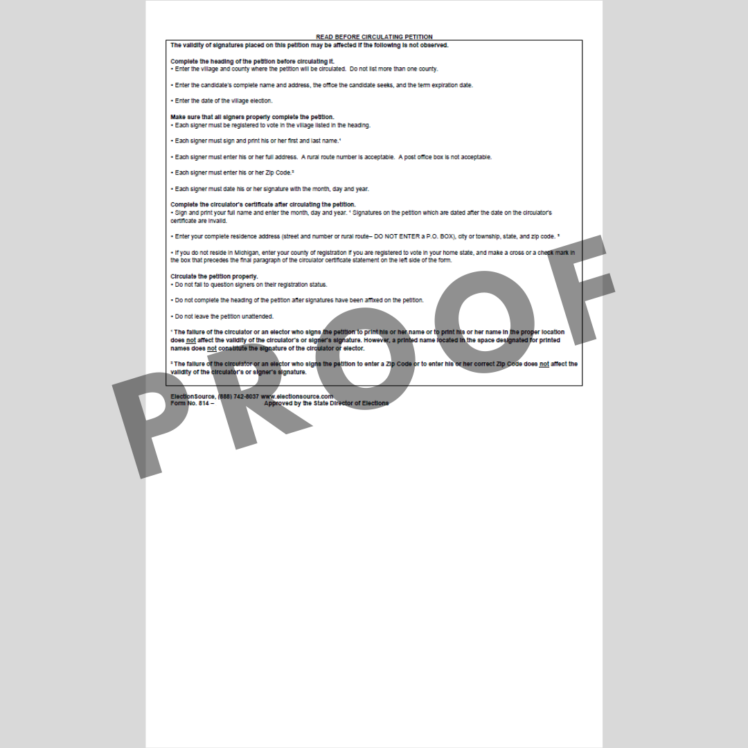 Nominating Petition - Village (PT-814)