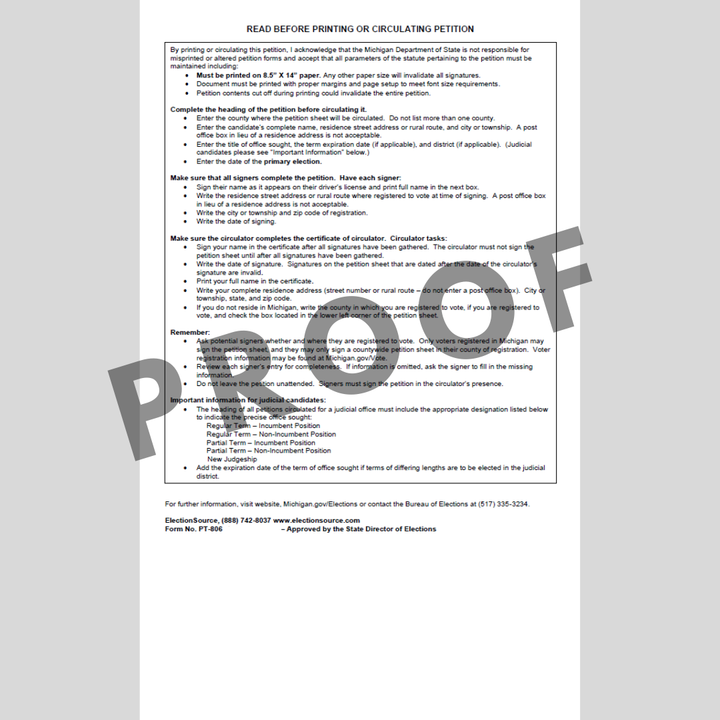 Nominating Petition - County Wide Nonpartisan (PT-806)