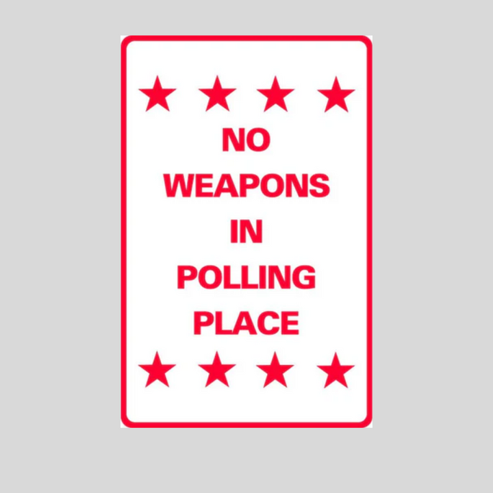 NO WEAPONS IN POLLING PLACE Tabletop Sign (SG-305J)