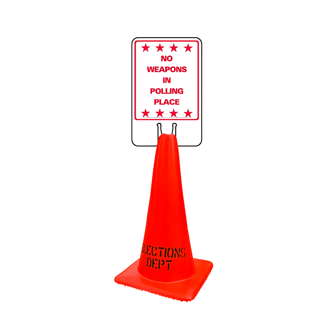 NO WEAPONS IN POLLING PLACE Cone Topper Sign (SG-305I1)