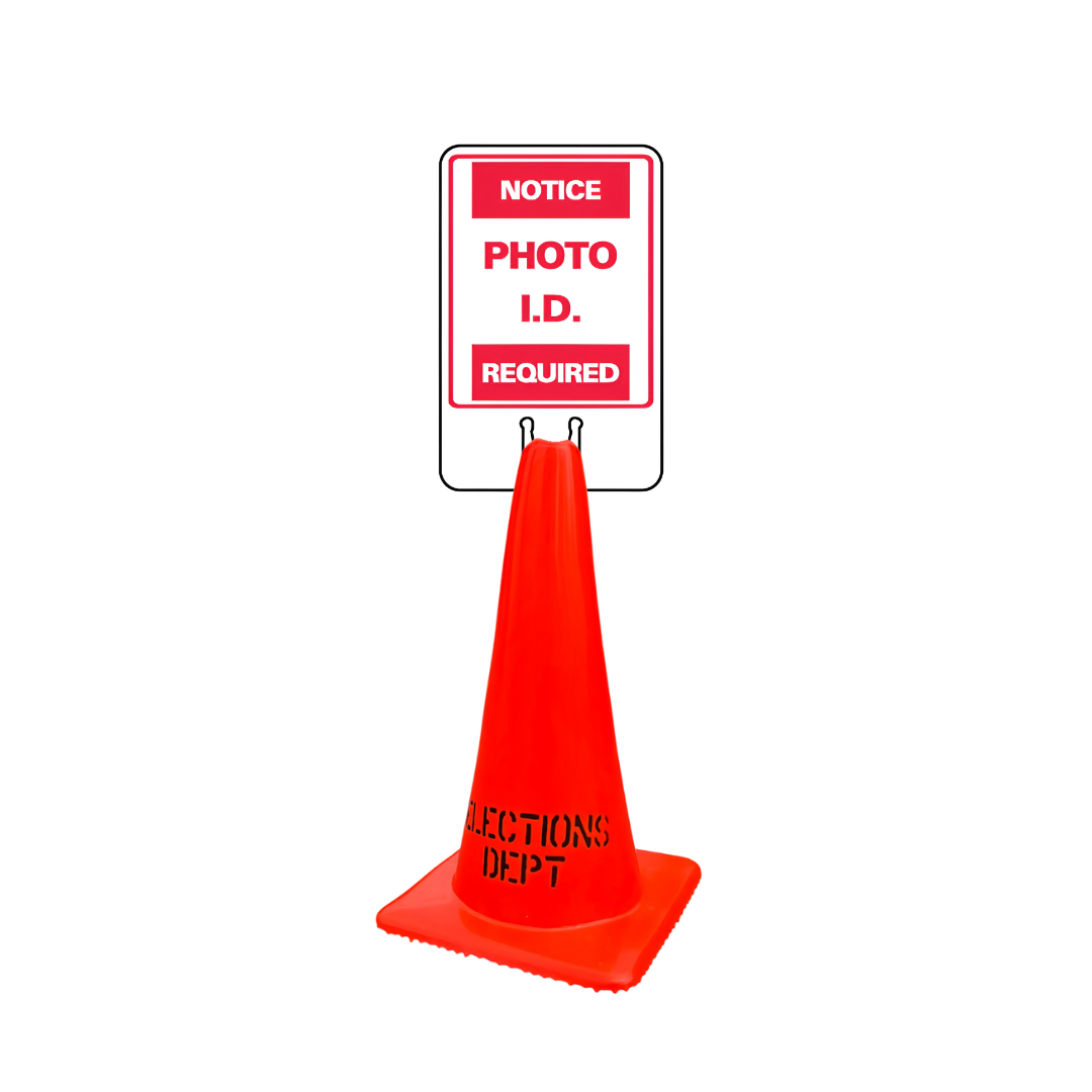 NOTICE PHOTO I.D. REQUIRED Cone Topper Sign SG-301I1