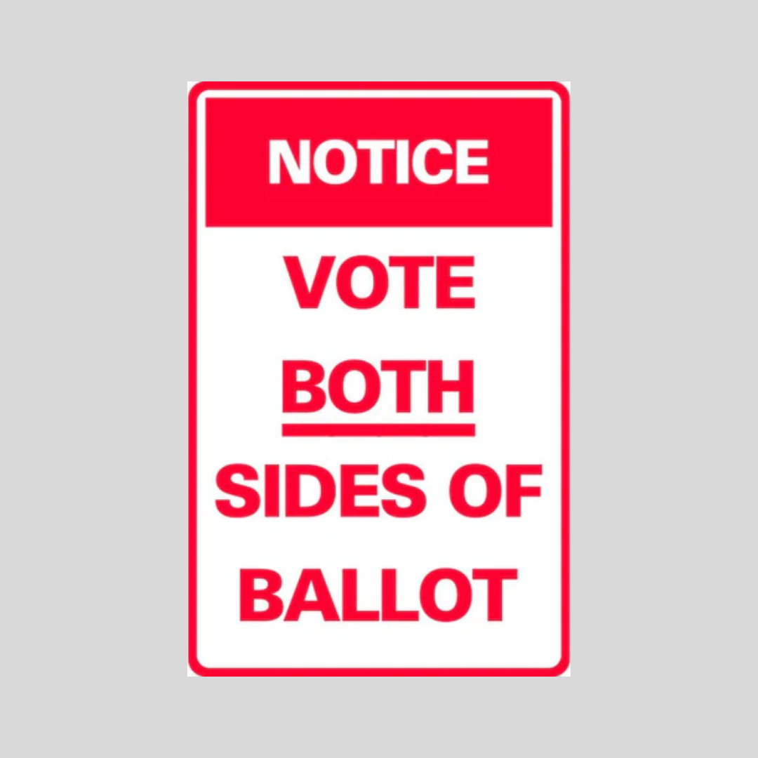 NOTICE VOTE BOTH SIDES OF BALLOT Tabletop Sign (SG-307J)