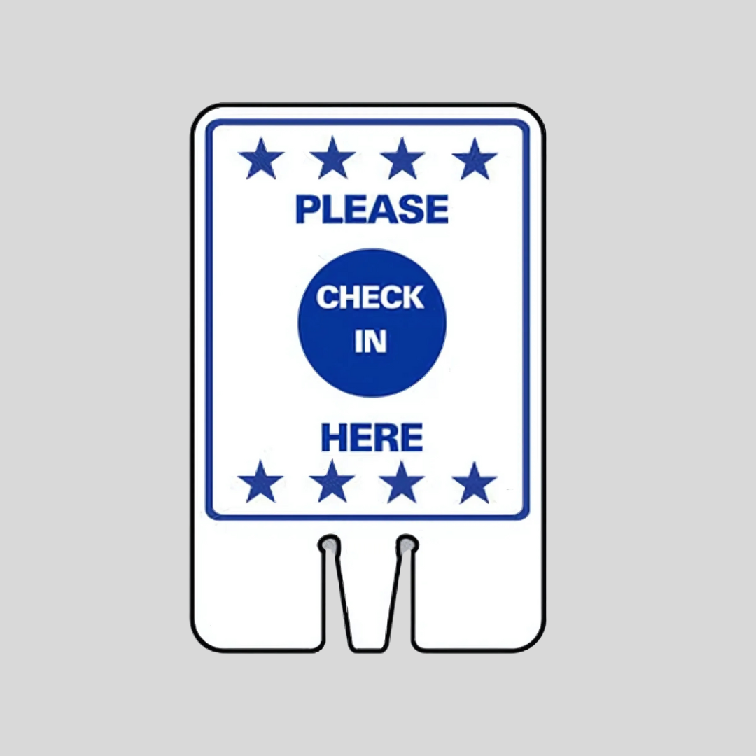 PLEASE CHECK IN HERE DOUBLE-SIDED Cone Topper Sign SG-308I2