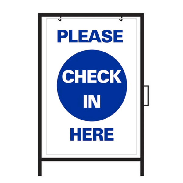 PLEASE CHECK IN HERE DOUBLE-SIDED Metal A-Frame Sign SG-308A2