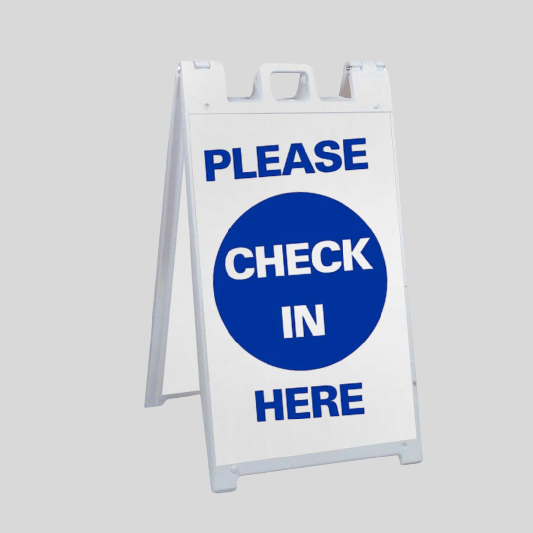 PLEASE CHECK IN HERE Large A-Frame Sign SG-308B