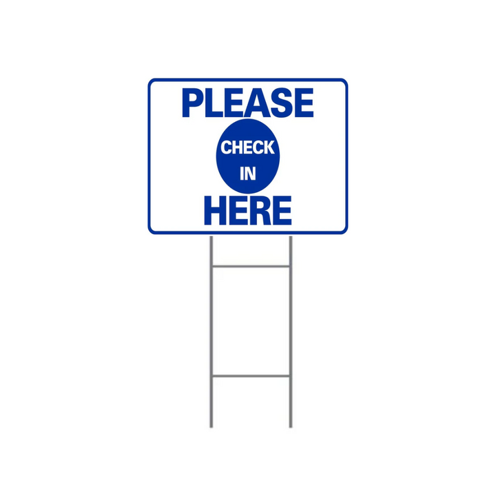 PLEASE CHECK IN HERE DOUBLE-SIDED H-Stake Sign (SG-308D2)