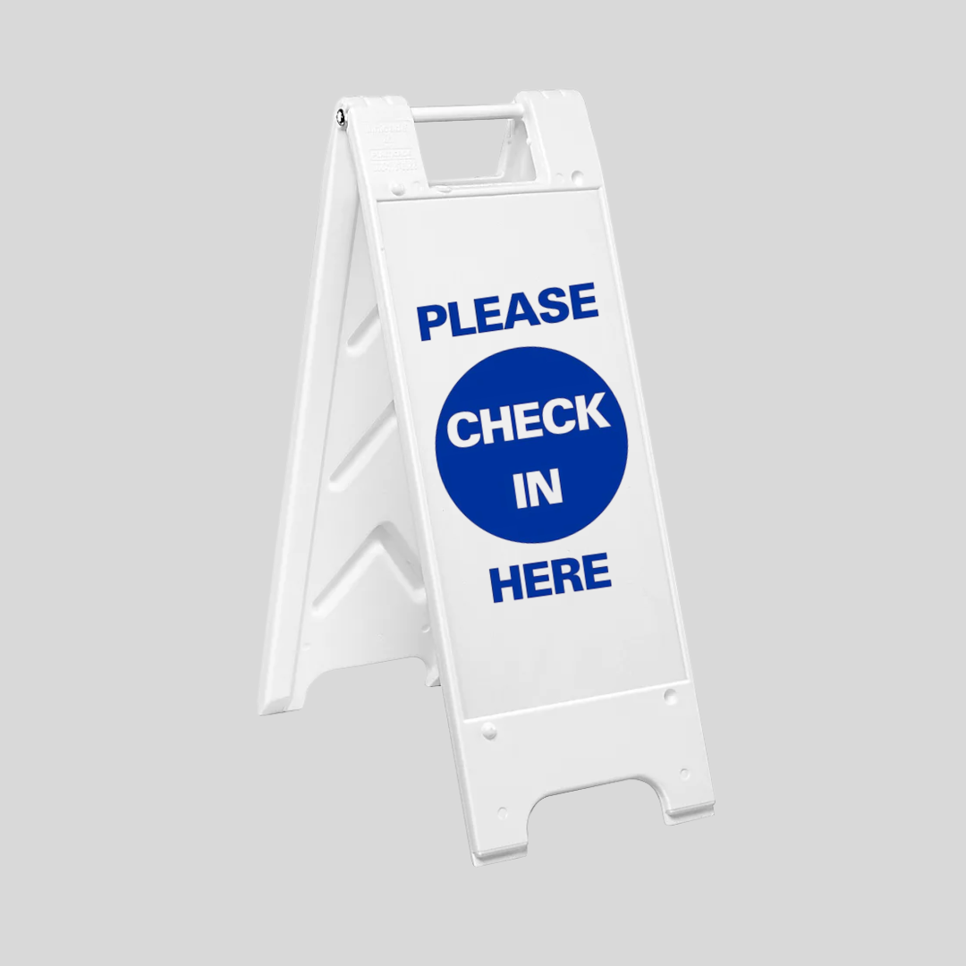 PLEASE CHECK IN HERE Slim A-Frame Sign (SG-308E)