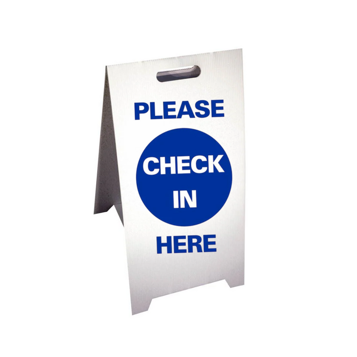 PLEASE CHECK IN HERE Corrugated A-Frame Sign (SG-308F)