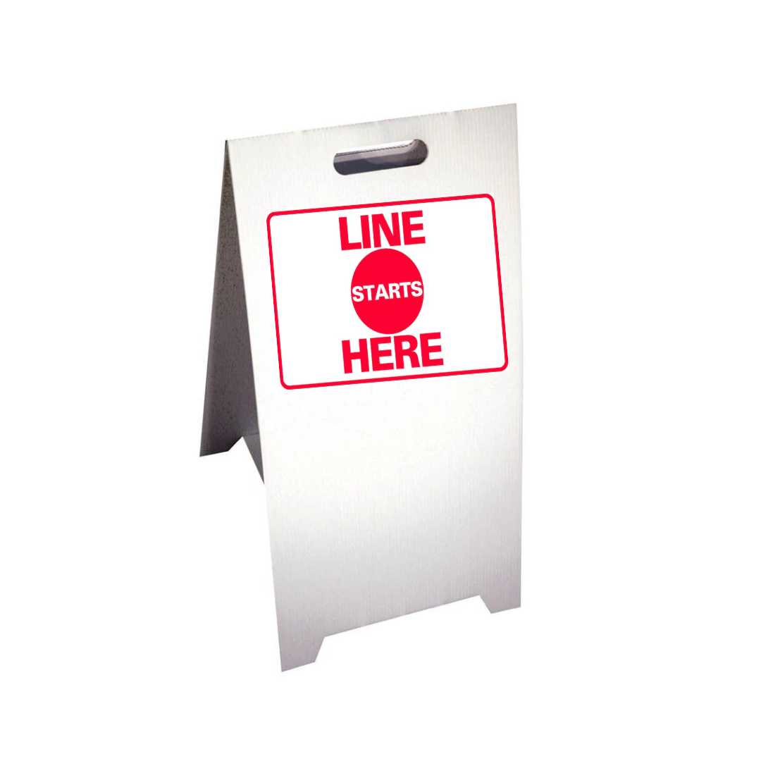 LINE STARTS HERE Corrugated A-Frame Sign - Multi (SG-315G)