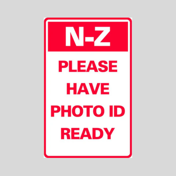 N-Z PLEASE HAVE PHOTO ID READY Tabletop Sign (SG-317J)