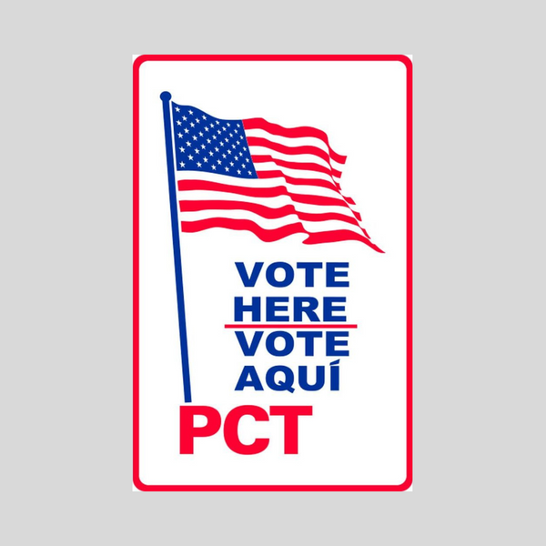 VOTA AQUÍ, VOTA AQUÍ, PCT, Letrero de pared mediano (SG-204H2)