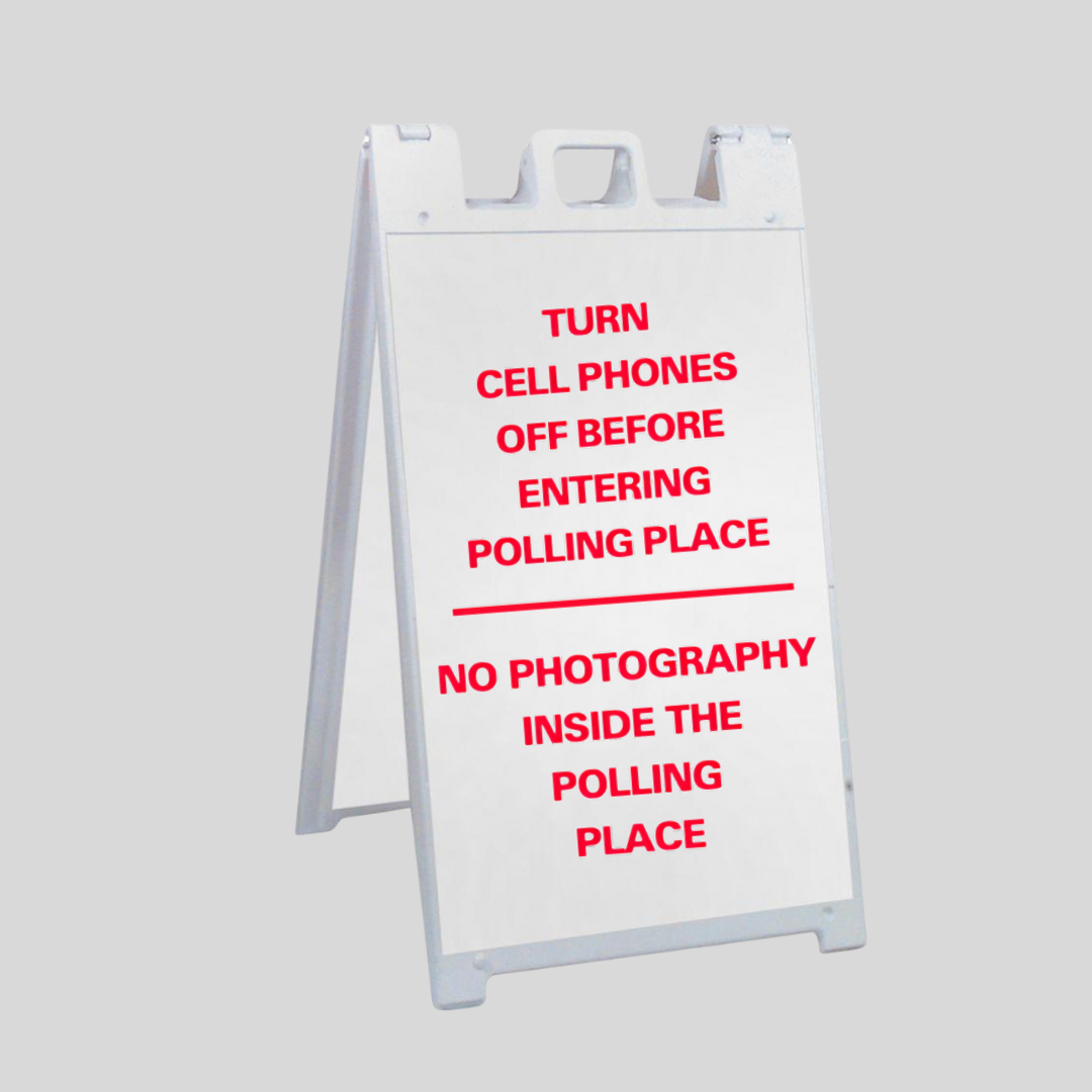 TURN CELL PHONES OFF BEFORE ENTERING ETC. Large A-Frame Sign (SG-218B)
