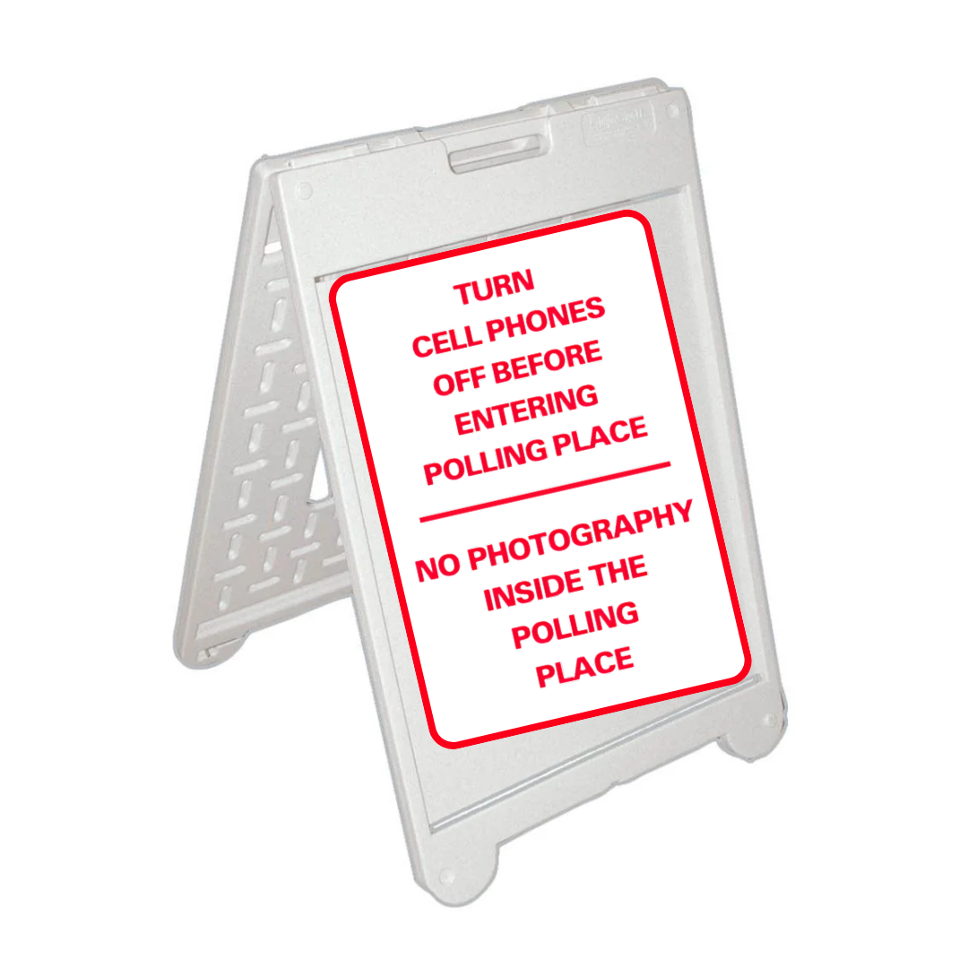 TURN CELL PHONES OFF BEFORE ENTERING ETC. Medium A-Frame Sign (SG-218C)