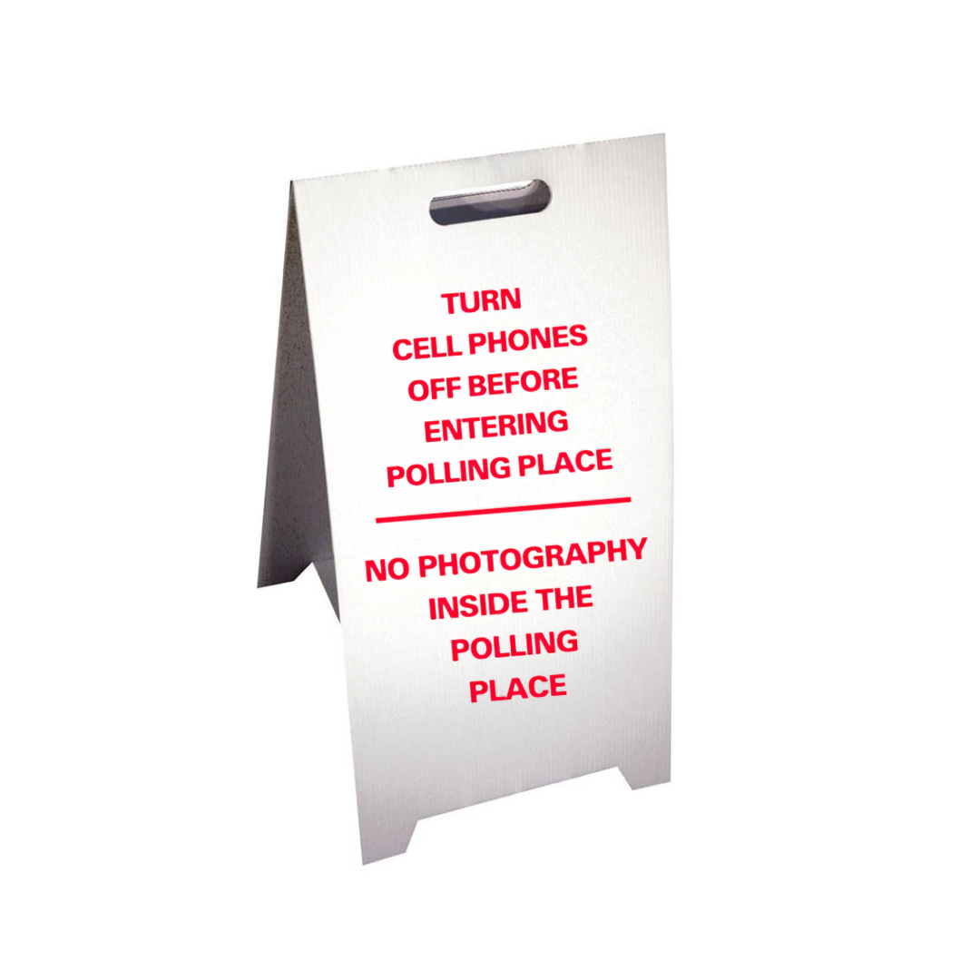 TURN CELL PHONES OFF BEFORE ENTERING ETC. Corrugated A-Frame Sign (SG-218F)