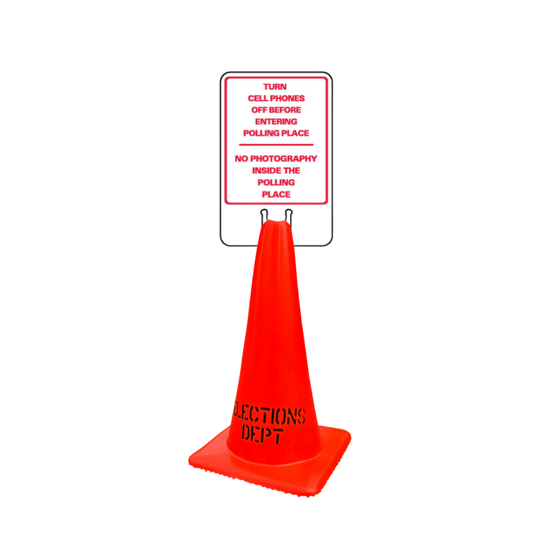 TURN CELL PHONES OFF BEFORE ENTERING ETC. DOUBLE-SIDED Cone Topper Sign SG-218I2