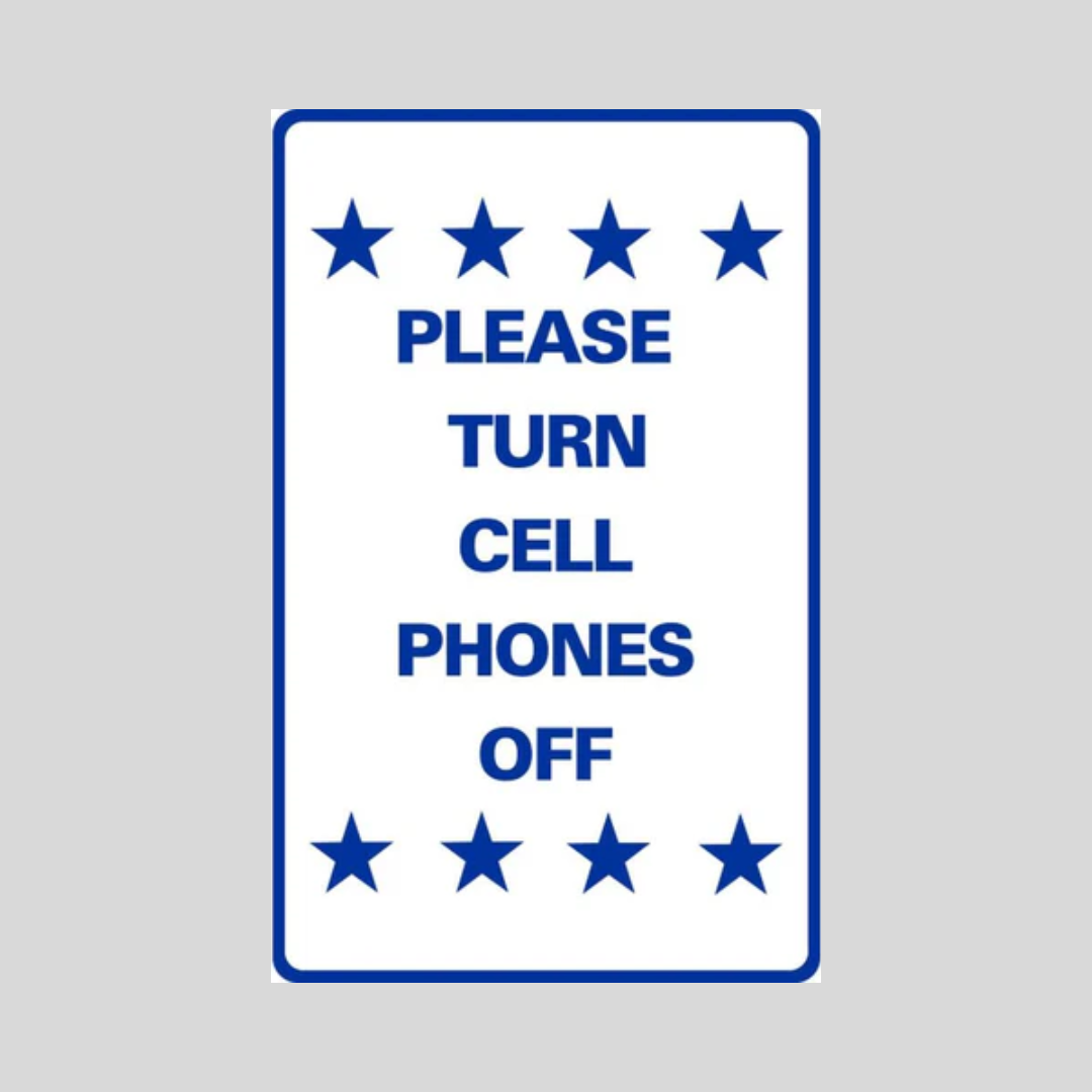 PLEASE TURN CELL PHONES OFF Weightable Base Sign SG-219H