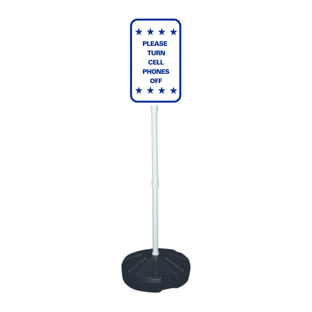 PLEASE TURN CELL PHONES OFF Weightable Base Sign SG-219H