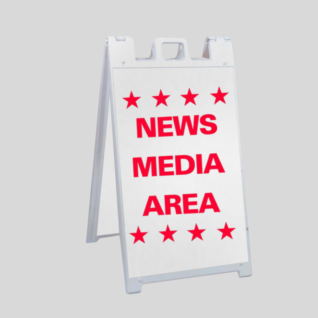 NEWS MEDIA AREA Large A-Frame Sign (SG-220B)