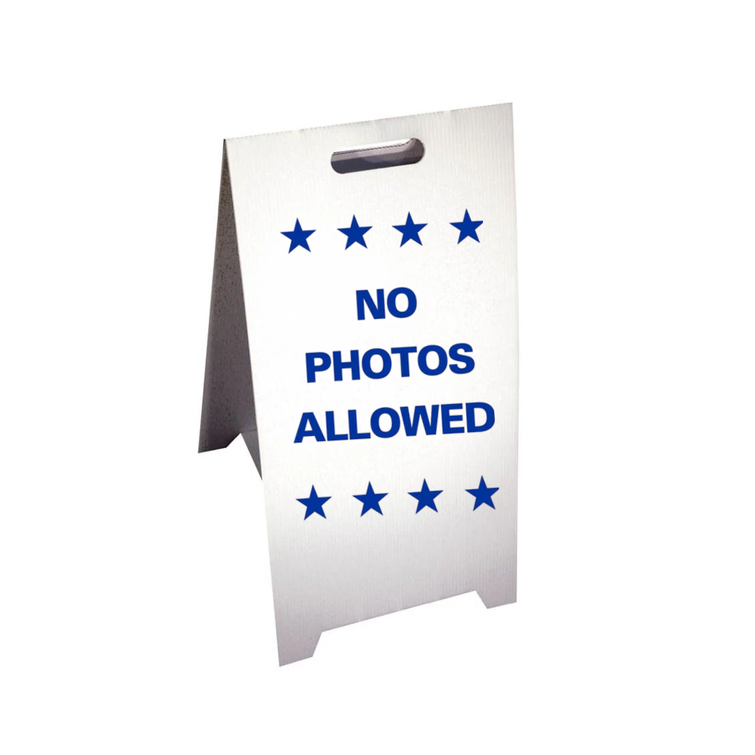 NO PHOTOS ALLOWED Corrugated A-Frame Sign SG-221F