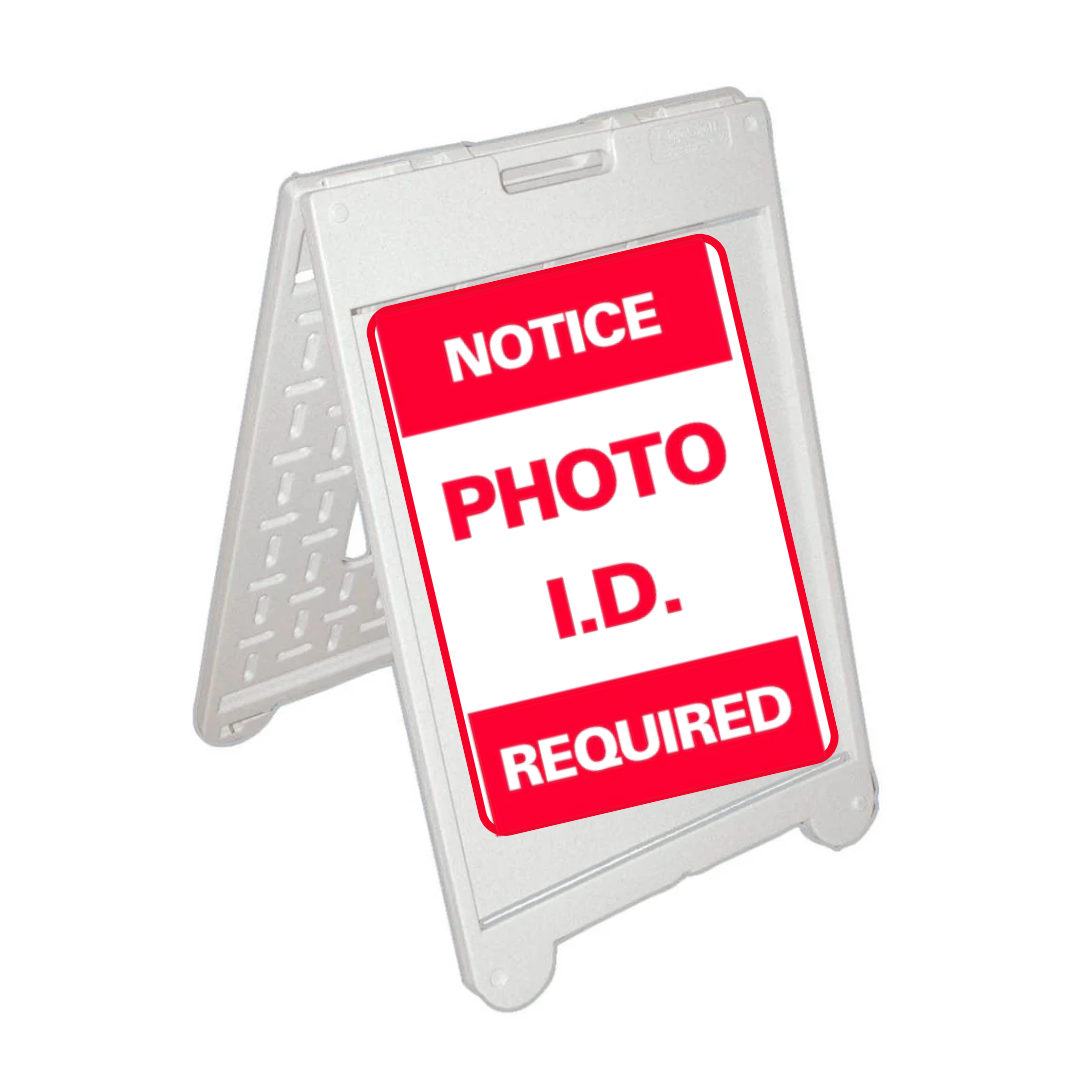 Photo Needed. Sign NOTICE PHOTO I.D. REQUIRED Medium A-Frame Sign (SG-301C) – ElectionSource