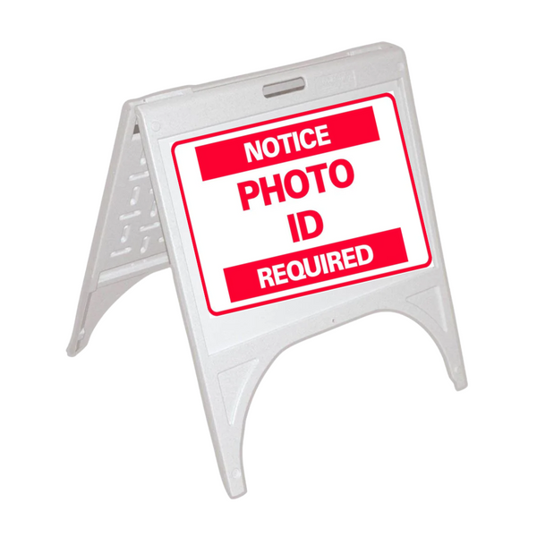 NOTICE PHOTO I.D. REQUIRED Small A-Frame Sign SG-301D