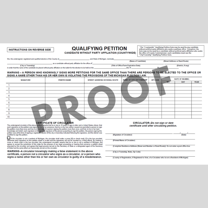 Candidato de petición calificado sin afiliación a un partido (en todo el condado)