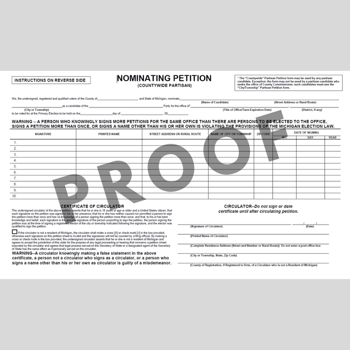 Petición de nominación (partidario de todo el condado)