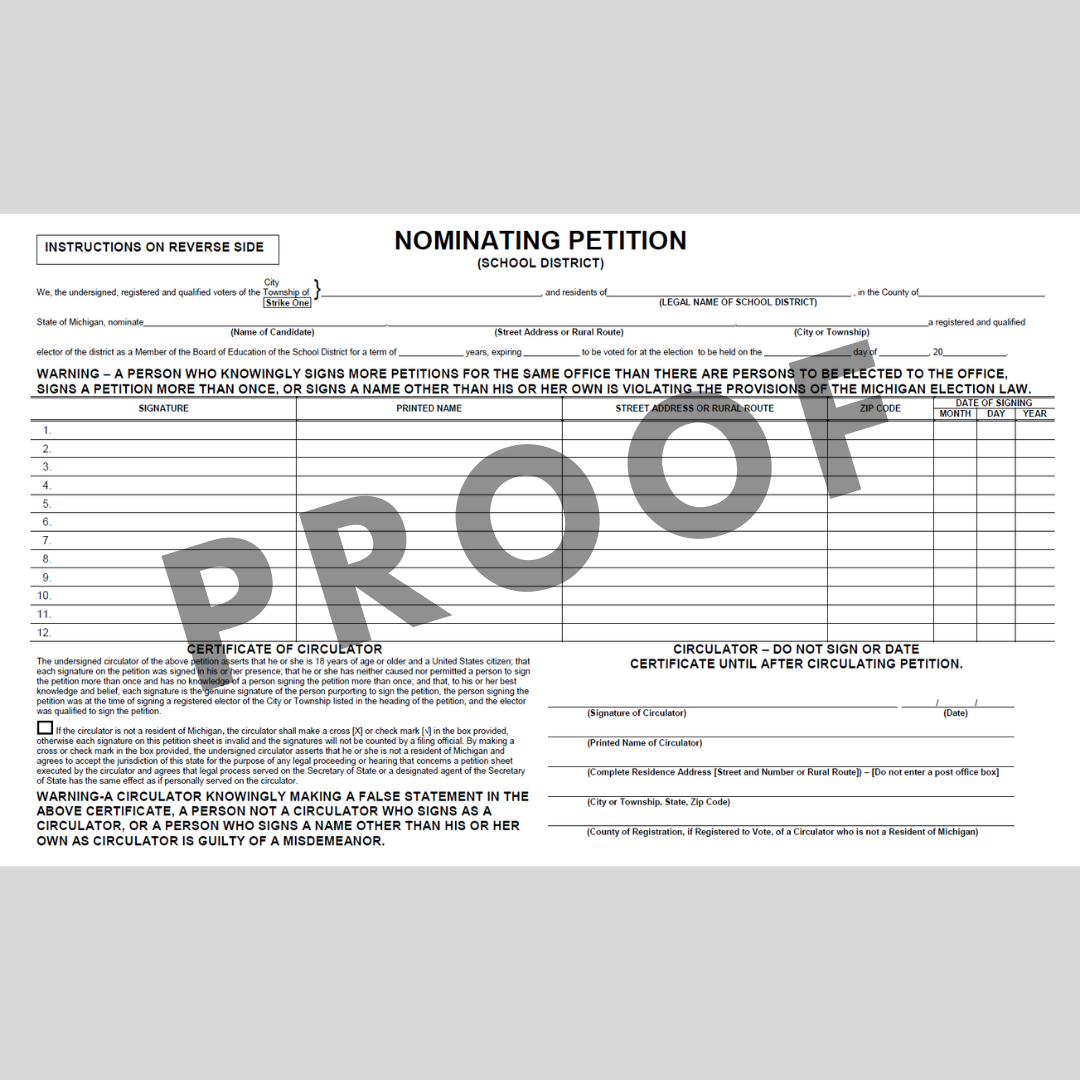 Nominating Petition - School District (PT-820)