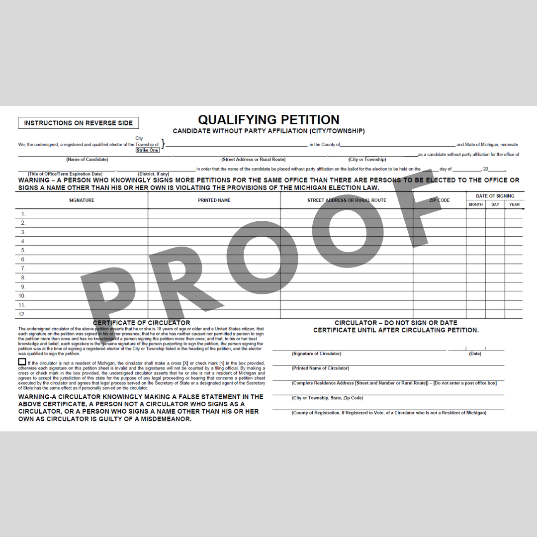 Candidato de petición calificado sin afiliación a un partido (ciudad-municipio)