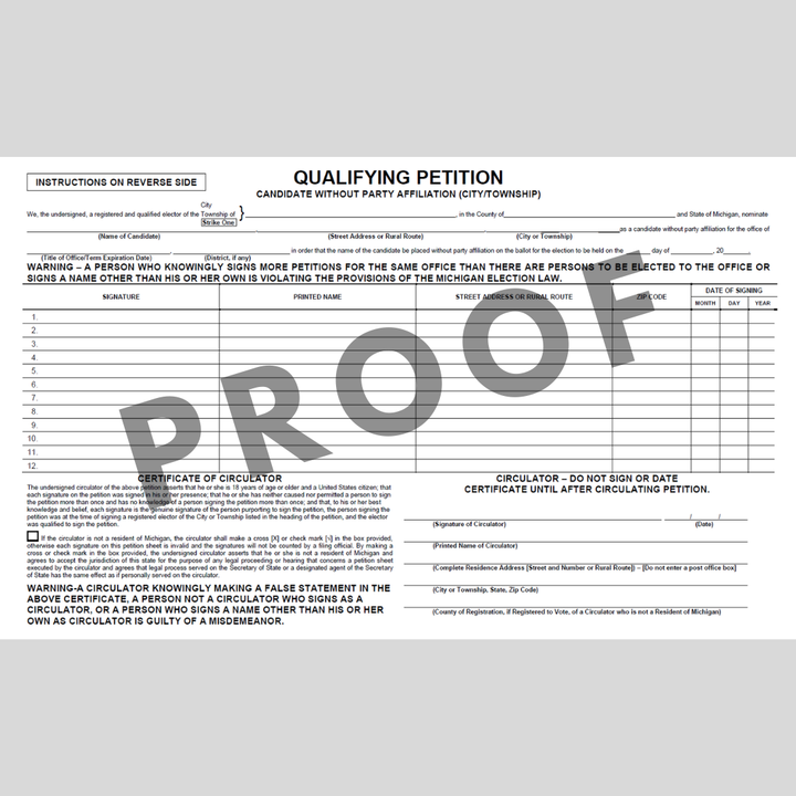 Candidato de petición calificado sin afiliación a un partido (ciudad-municipio)