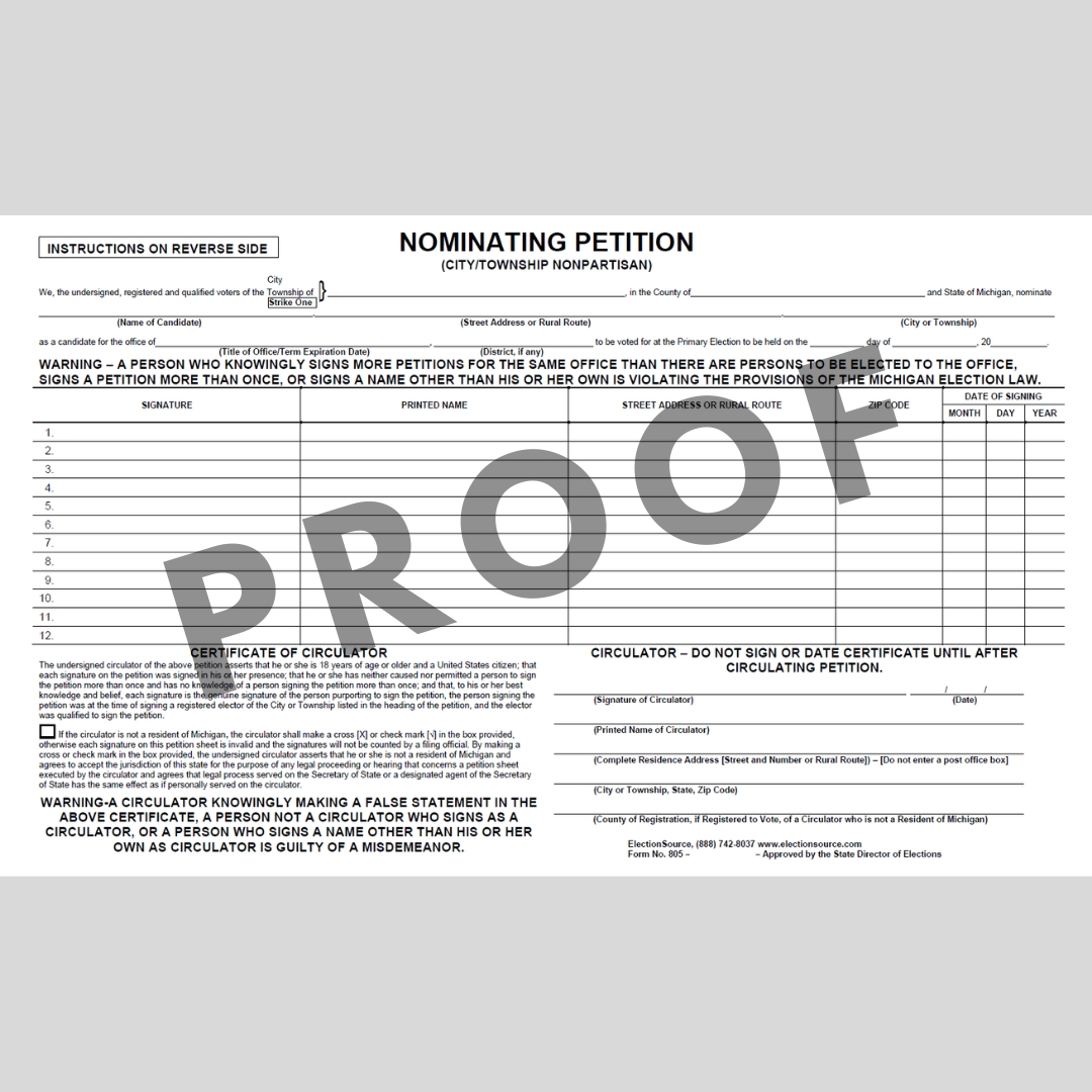 Petición de nominación Ciudad-municipio No partidista