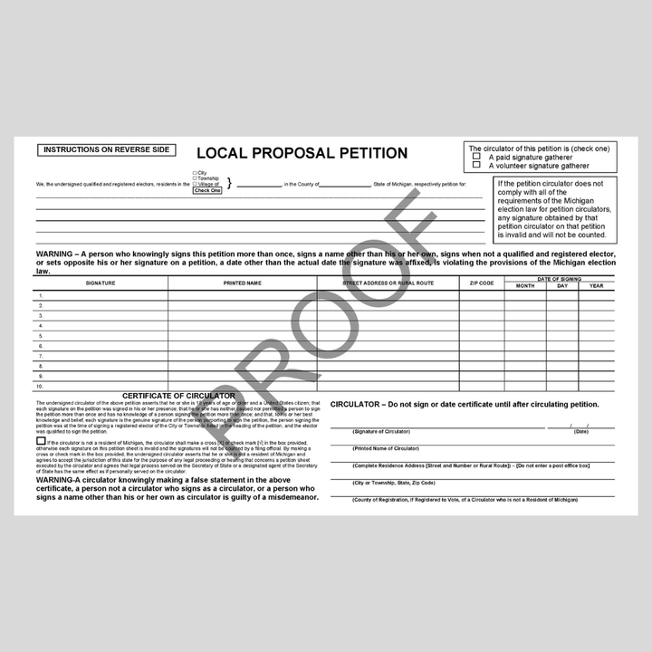 County - Local Proposal Petition (PT-840)