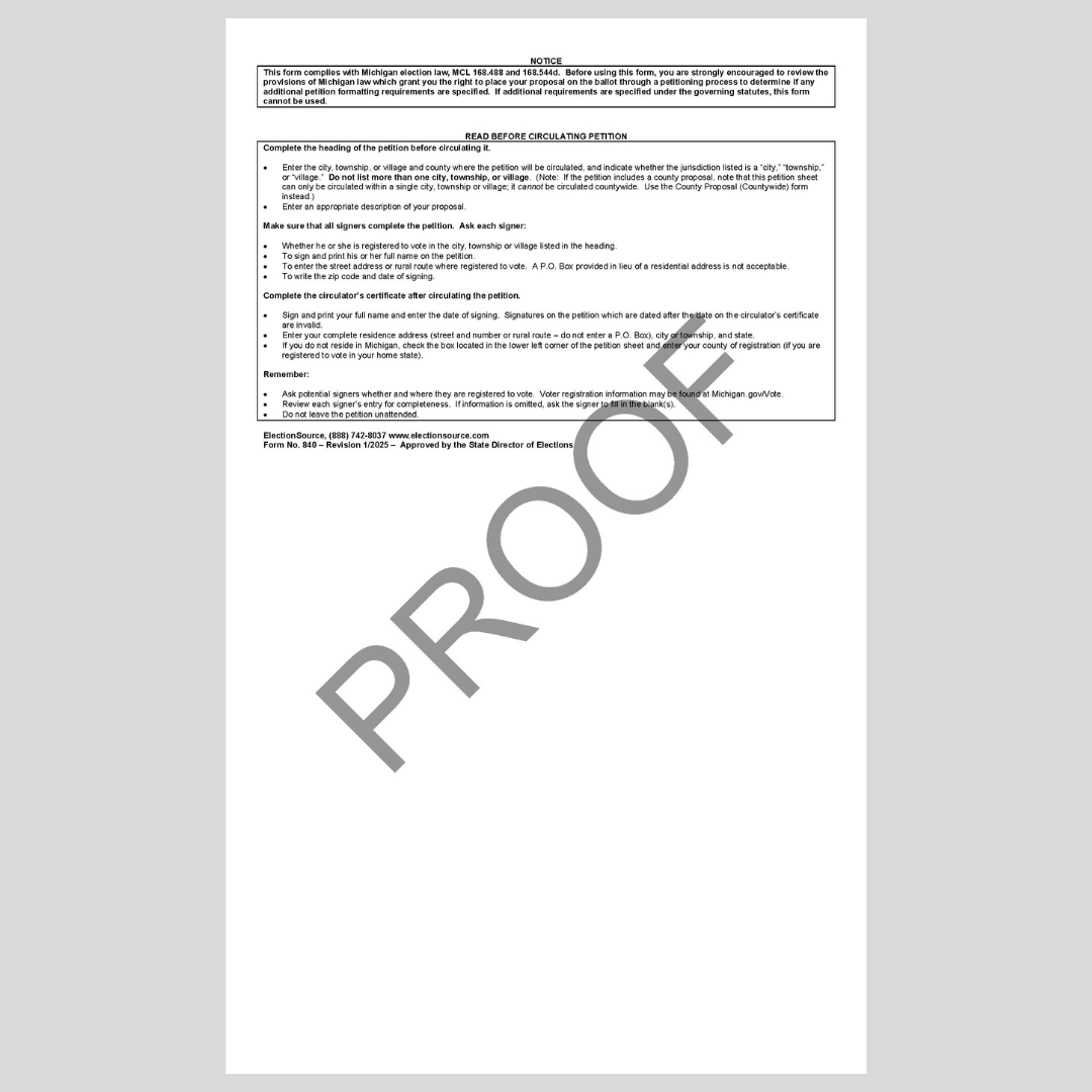 County - Local Proposal Petition (PT-840)