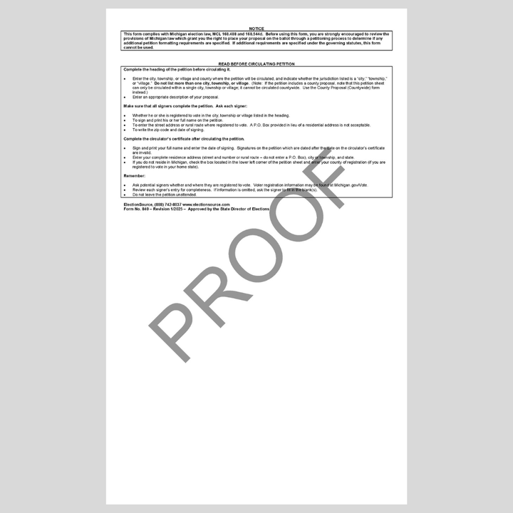County - Local Proposal Petition (PT-840)