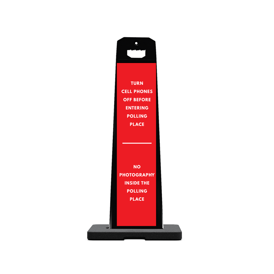 TURN CELL PHONES OFF BEFORE ENTERING POLLING PLACE NO PHOTOGRAPHS INSIDE POLLING PLACE Plasticade Stacking Sign (SG-218N)
