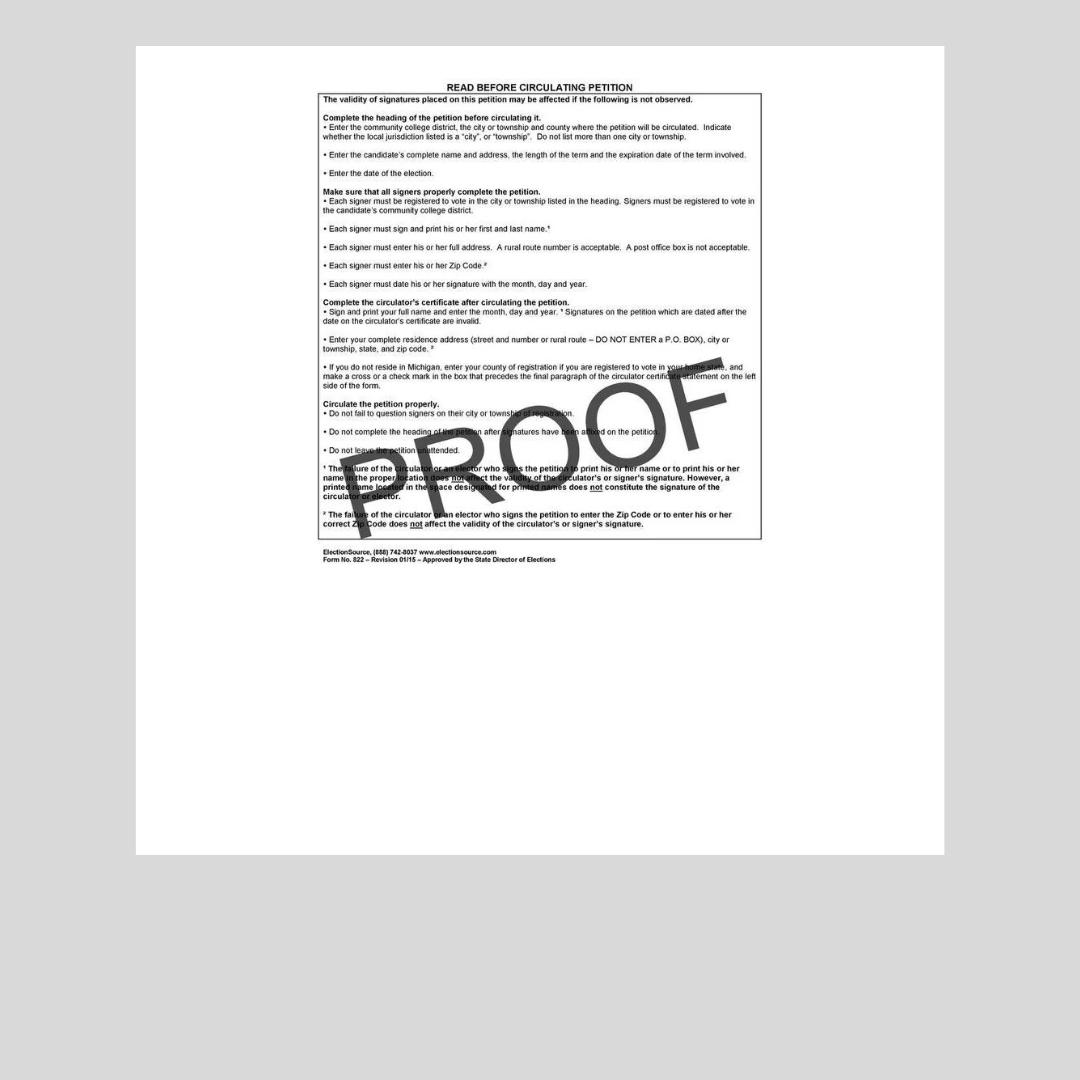 Nominating Petition - Community College (PT-822)