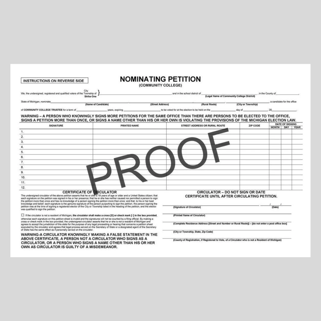 Nominating Petition - Community College (PT-822)