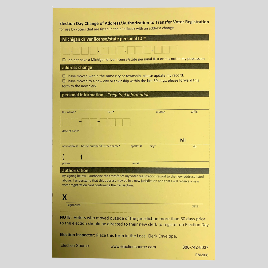 Election Day Change of Address (FM-908)