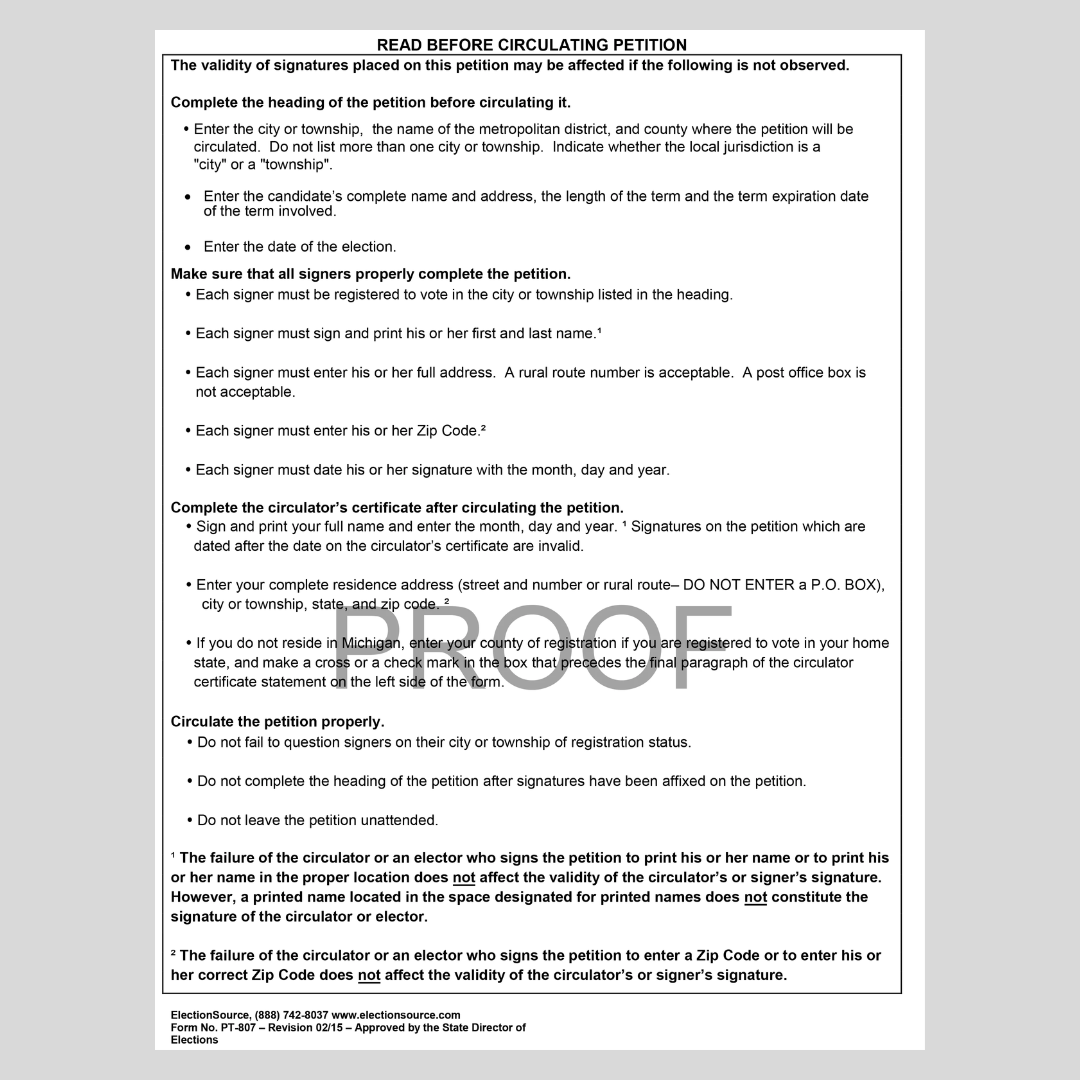 Nominating Petition-Metropolitan District (PT-807)